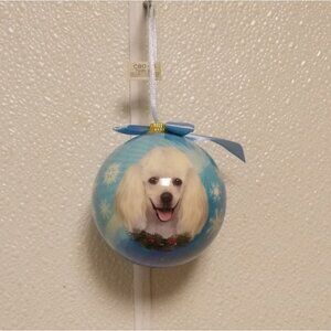 Poodle white Christmas Ornament Shatter Proof Ball 2.75" Diameter